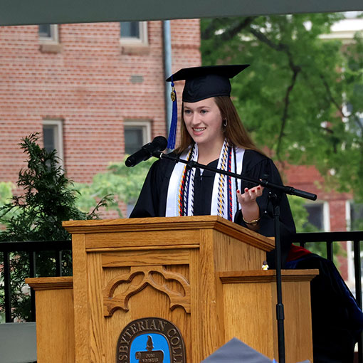 A student speaking at graduation. Links to Donor-Advised Funds A student speaking at graduation. Links to Donor-Advised Funds